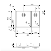 Evier PMR inox 2 cuves avec...