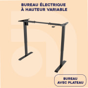 Bureau électrique à hauteur variable avec ou sans plateau