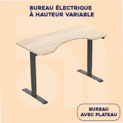 Bureau électrique à hauteur variable avec ou sans plateau