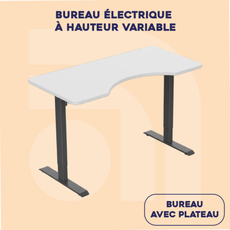 Bureau électrique à hauteur variable avec ou sans plateau
