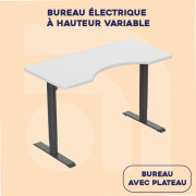 Bureau électrique à hauteur variable avec ou sans plateau