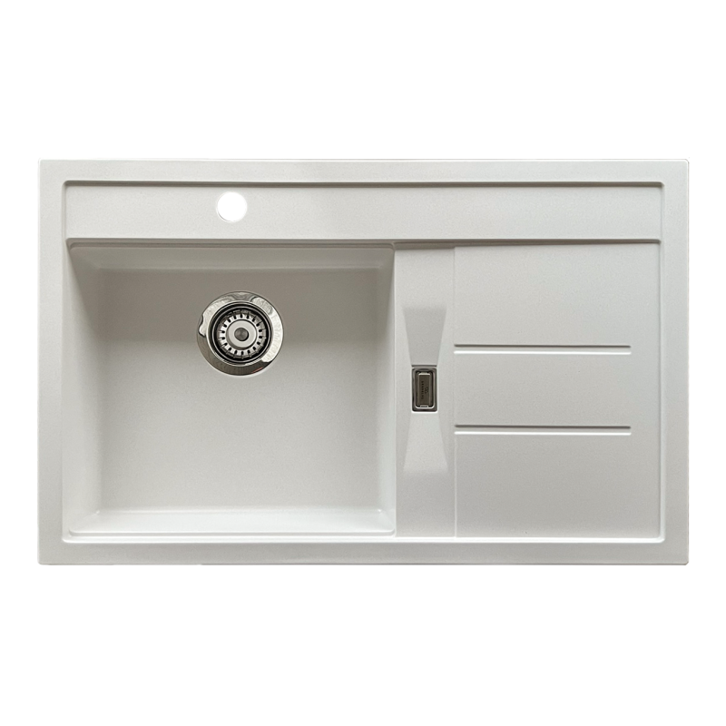 Évier PMR 1 en granit avec égouttoir côté droit ESG-4001BL - Blanc - 78 cm
