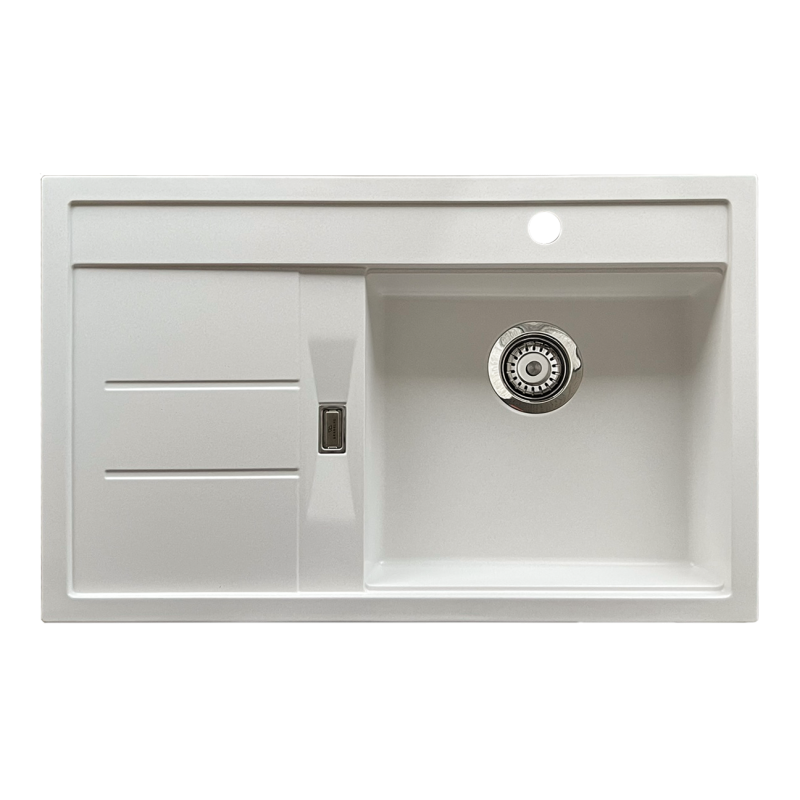 Évier PMR 1 en granit avec égouttoir côté gauche ESG-4001BR - Blanc - 78 cm