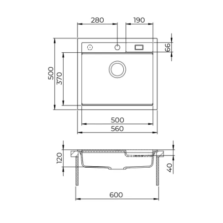 Évier PMR 1 en granit ESG-500B