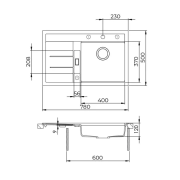 Évier PMR 1 en granit avec égouttoir côté gauche ESG-4001BL