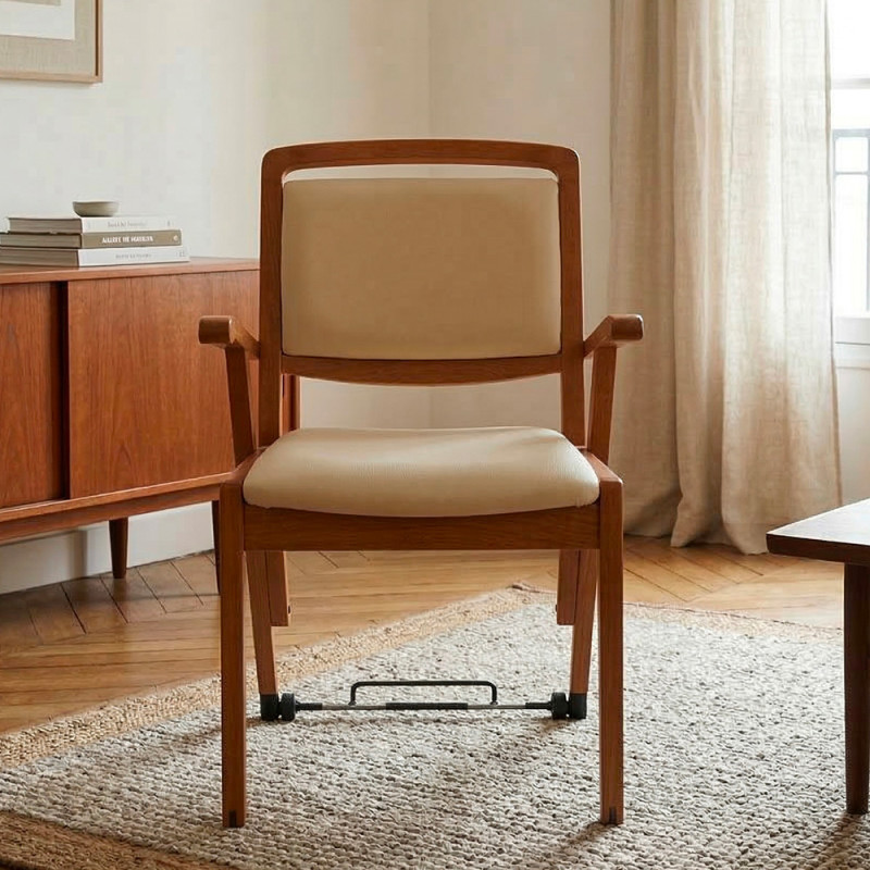 La chaise bridge avec roulette de déplacement Nestor - Beige - 59 cm