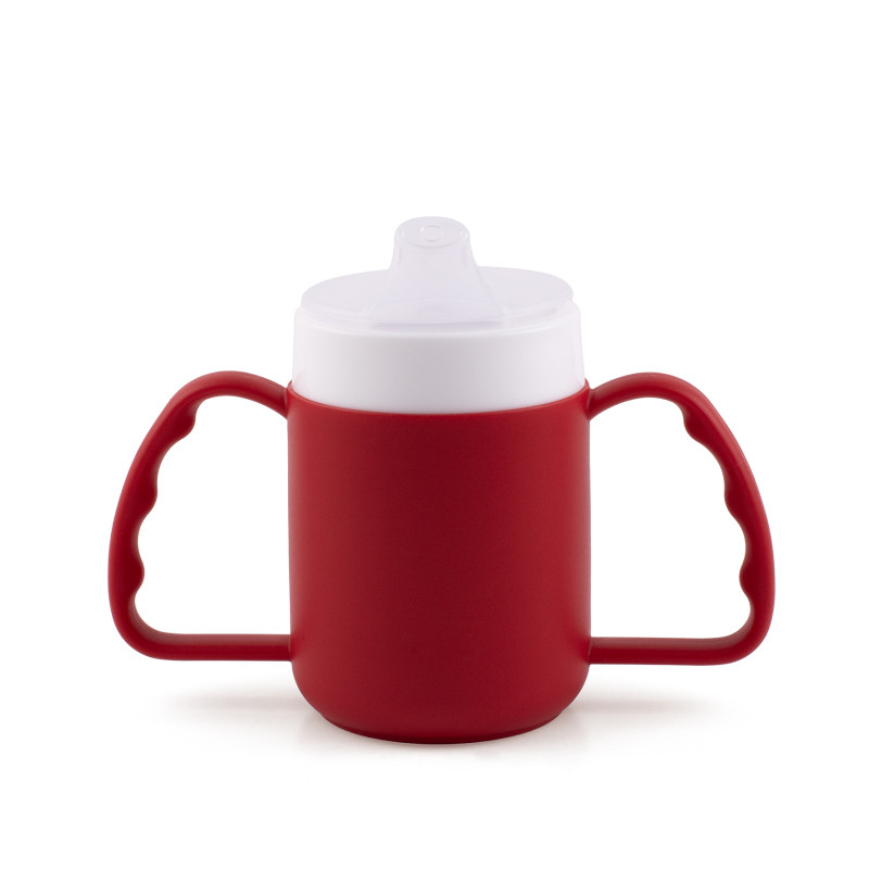 Tasse isotherme 2 anses avec couvercle - Rouge - 8 cm