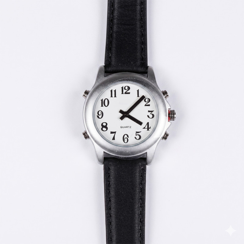 Montre parlante Classic homme malvoyante avec date et alarme - Taille : Homme - Noir - Homme