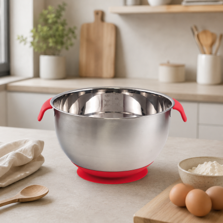 Saladier inox à ventouses et poignées