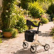 TOUS ERGO - Liteo Carbon - Déambulateur Rollator Fibre de Carbone Ultra Léger 5,5 kg - Pliable avec Siège, Panier et Dossier