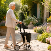 TOUS ERGO - Liteo Carbon - Déambulateur Rollator Fibre de Carbone Ultra Léger 5,5 kg - Pliable avec Siège, Panier et Dossier