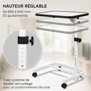 Table de lit sur roulettes