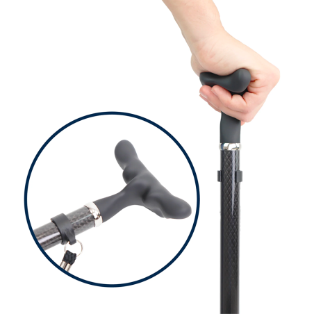 Canne de marche pliante en fibre de carbone avec poignée ergonomique