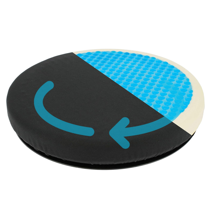 Coussin rotatif 360° mousse à mémoire de forme et gel - Noir - 120 kg