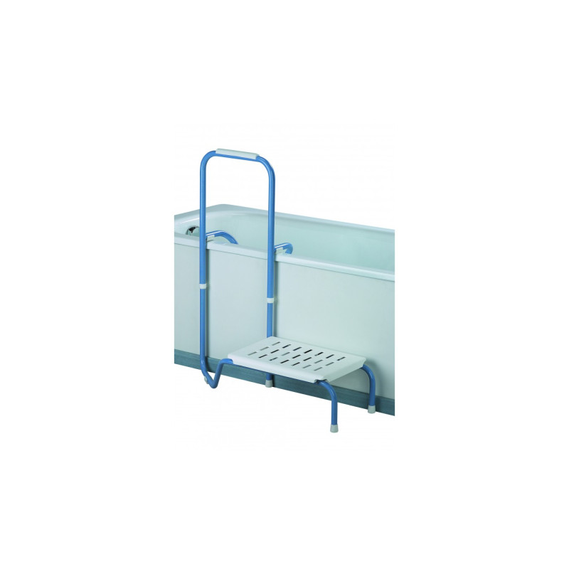 Marchepied & barre d'appui Balnéo - Blanc et bleu - 100 kg