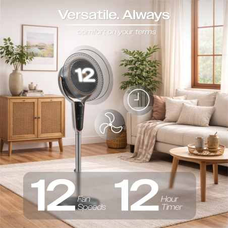 Ventilateur colonne noir de 90 cm + télécommande