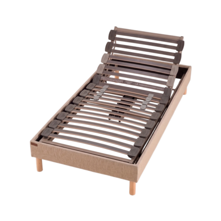 Pack sommier électrique en lin avec pieds et tête de lit en lin