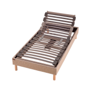 Pack sommier électrique en lin avec pieds et tête de lit en lin