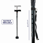 Canne de marche télescopique lumière et alarme
