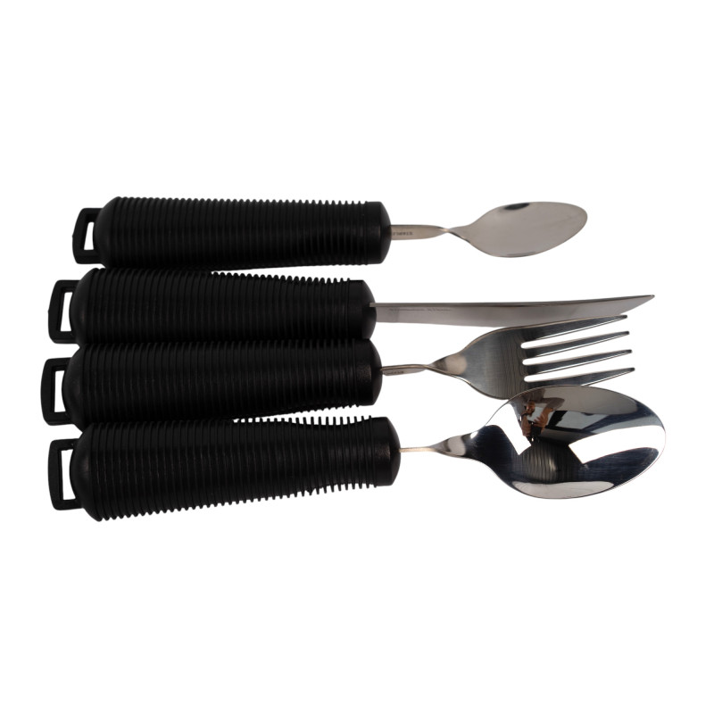 Set de 4 couverts ergogrip noir - Noir