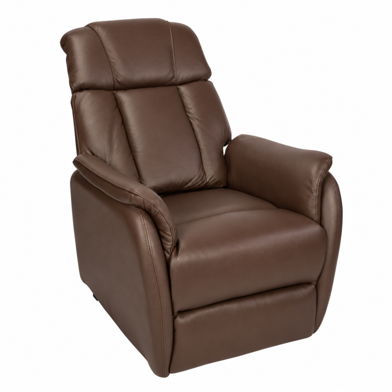Fauteuil releveur électrique Cuir 2 moteurs Alphonse - Chocolat - 95 cm
