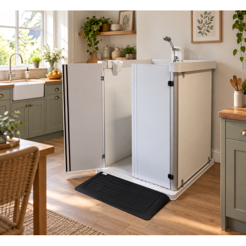 Cabine de douche PMR amovible SANIZORG - 112 cm