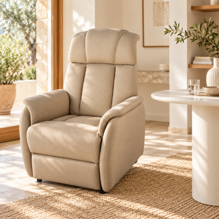 Fauteuil releveur électrique 2 moteurs tissu assise visco Alphonse