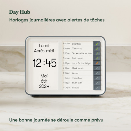 Horloge Alzheimer avec rappels de tâches quotidiennes - Day hub