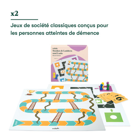 Jeux de société Alzheimer 2-en-1 – Petits chevaux et jeu de l'oie