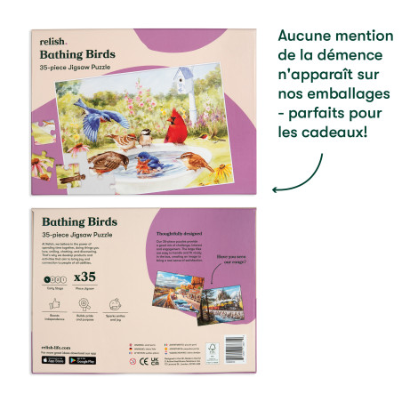 Puzzle Alzheimer 35 pièces - Oiseaux du jardin