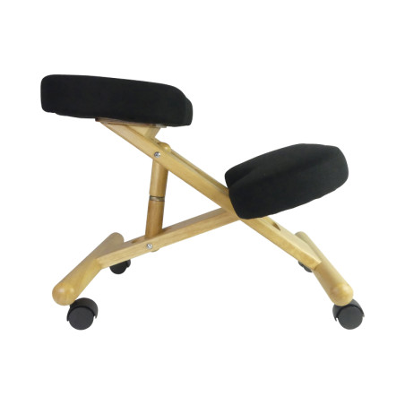 Siège assis genoux ergonomique à roulettes noir en mousse