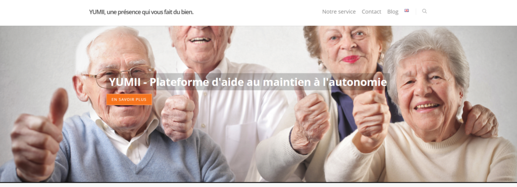 Capture d'écran du site de Yumii